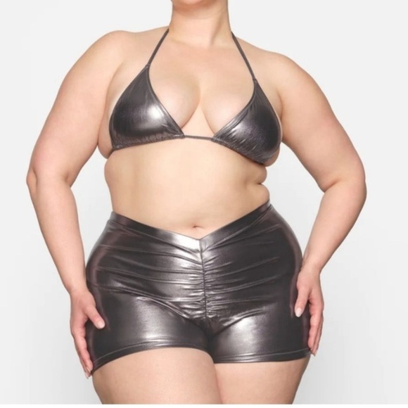 SKIMS Other - SKIMS Metallic Swim  Nickel Silver V-Waist Short  Sz 3x